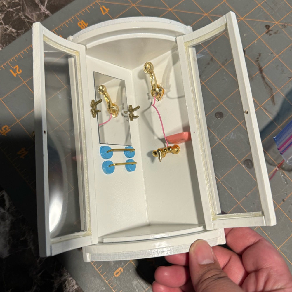 1:12 scale dollhouse corner shower stall